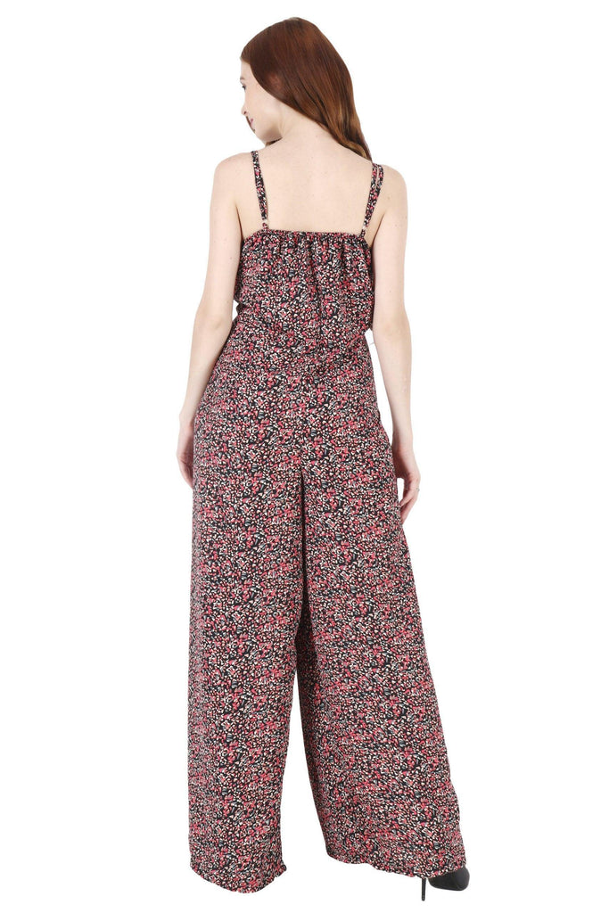 Model wearing Poly Crepe Jumpsuit with Pattern type: Graphic-2