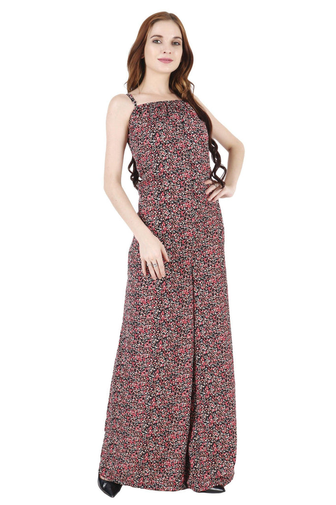 Model wearing Poly Crepe Jumpsuit with Pattern type: Graphic-3