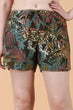 Multicolored Leaves Printed Shorts