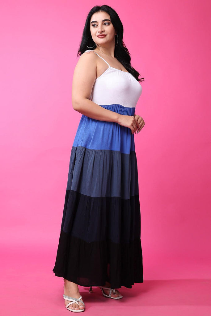 Model wearing Viscose Crepe Maxi Dress with Pattern type: Solid-16