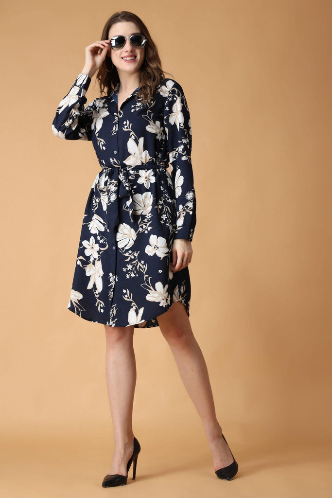 Model wearing Polyester Mini Dress with Pattern type: Floral-2