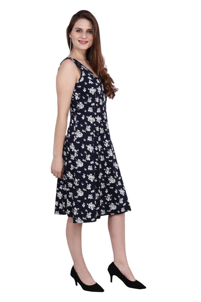 Model wearing Polyester Elastane Mini Dress with Pattern type: Floral-3
