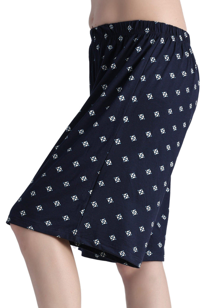 Model wearing Rayon Shorts with Pattern type: Geometric-2