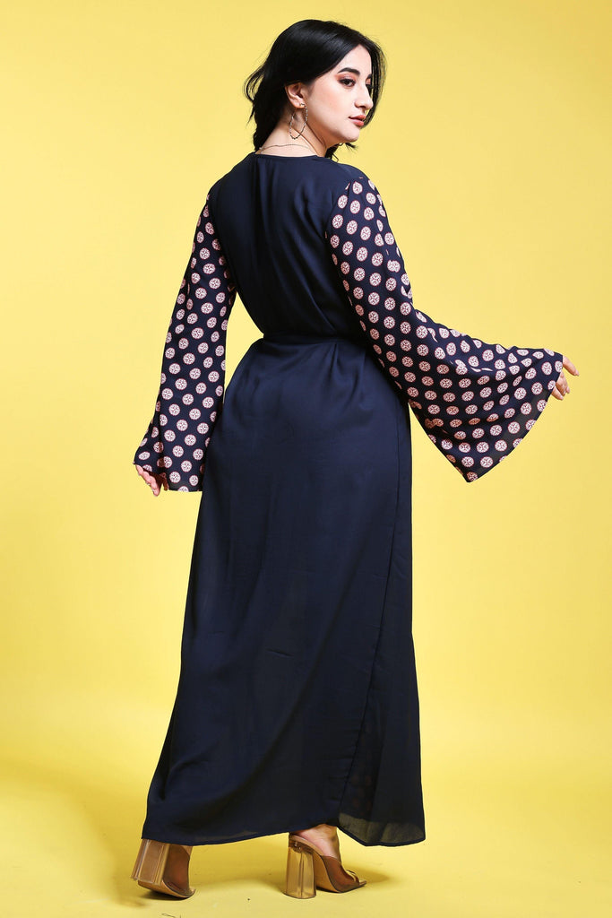 Model wearing Poly Crepe Maxi Dress with Pattern type: Motif-7