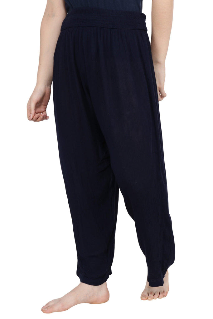 Model wearing Viscose Crepe Trousers with Pattern type: Solid-5