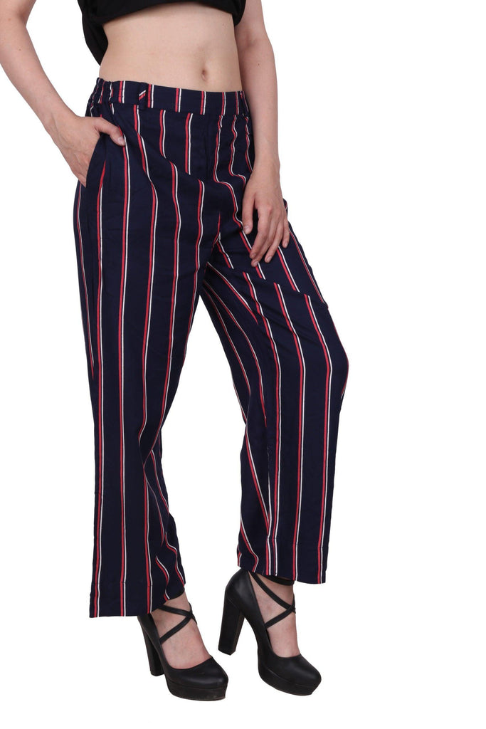Model wearing Rayon Pant with Pattern type: Striped-4