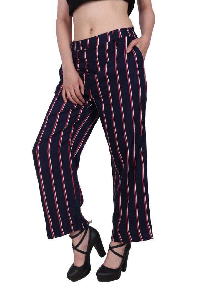 Model wearing Rayon Pant with Pattern type: Striped-5