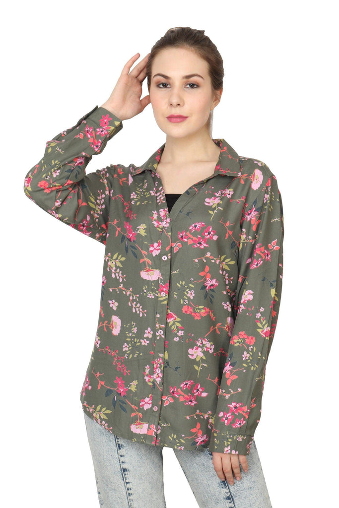 Model wearing Rayon Shirt with Pattern type: Floral-4