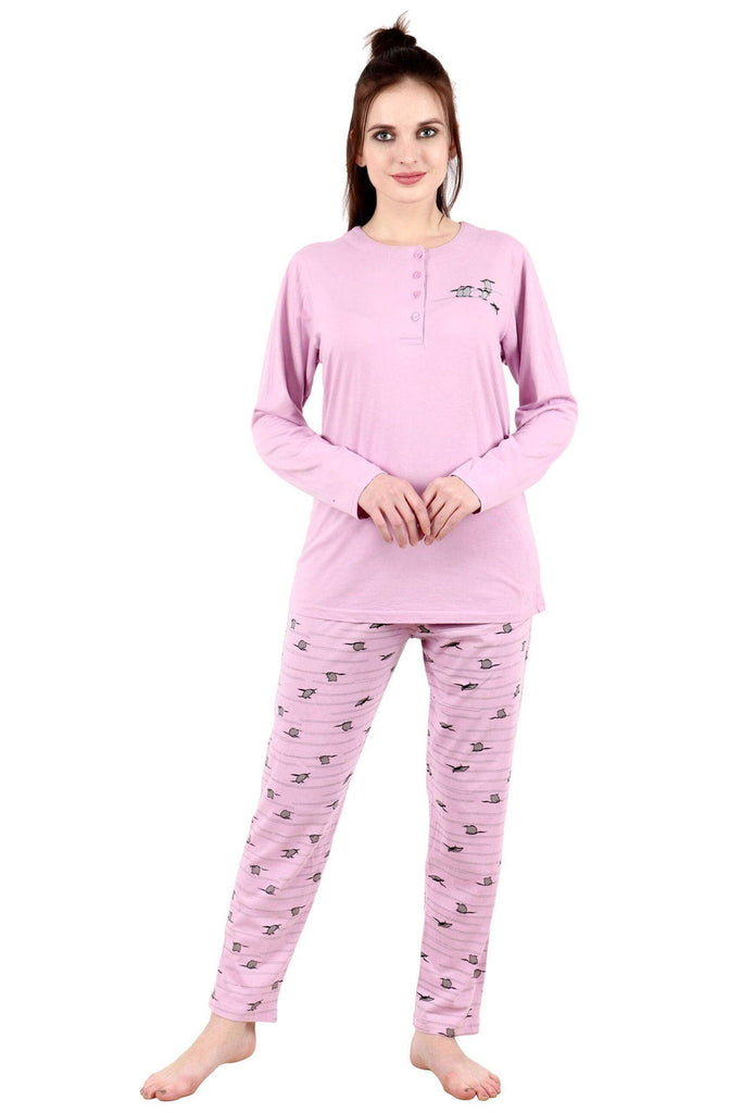 Model wearing Cotton Night Suit Set with Pattern type: Penguin-4