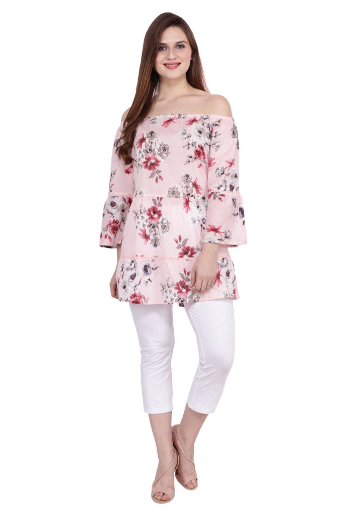 Model wearing Cotton Long Top with Pattern type: Floral-3