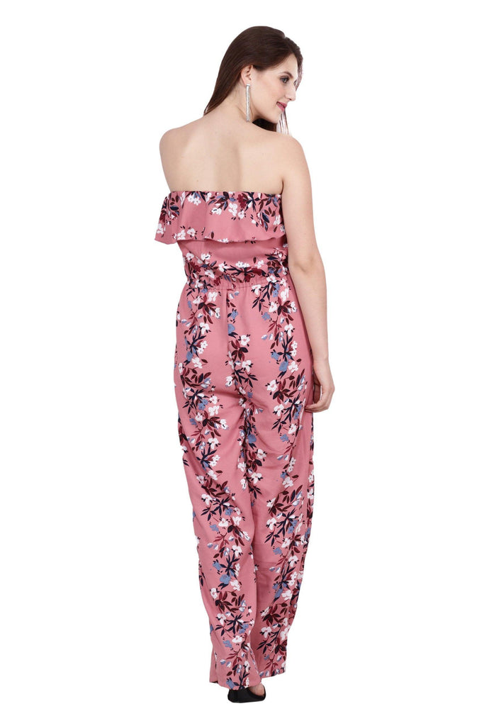 Model wearing Polyester Jumpsuit with Pattern type: Floral-5