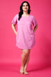 Pink Solid Long T-shirt Dress