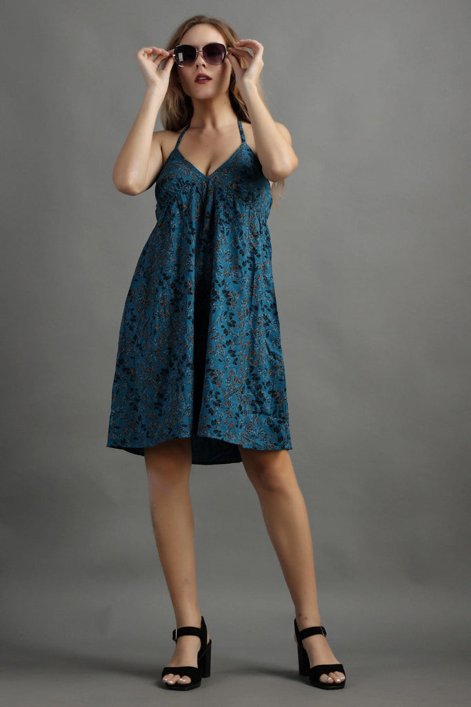 Model wearing Rayon Mini Dress with Pattern type: Floral-6