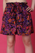 Purple Floral Printed Shorts with Belt