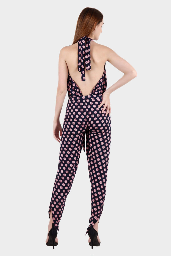 Model wearing Polyester Jumpsuit with Pattern type: Geometric-4