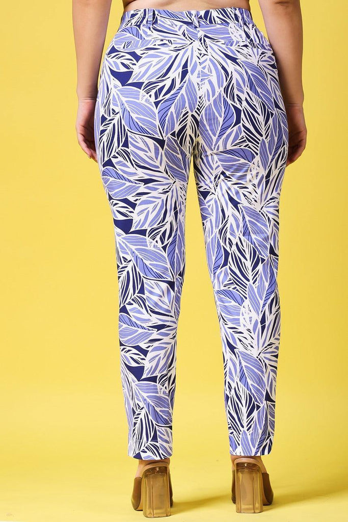 Model wearing Cotton Poplin Pant with Pattern type: Leaf-5