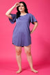 Purple Solid Long T-shirt Dress