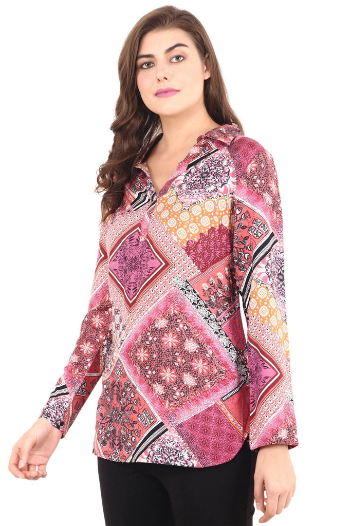 Model wearing Rayon Tunic with Pattern type: Graphic-3