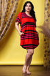 Red & Black Horizontal Striped Long T-shirt Dress