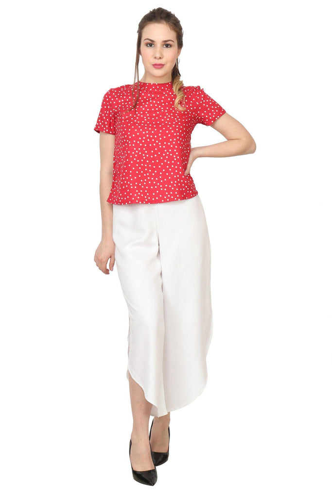 Model wearing Rayon Top with Pattern type: Polka Dots-2