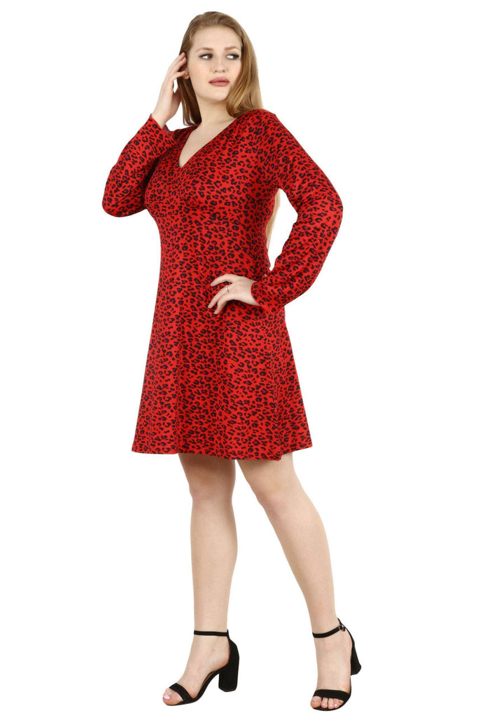 Model wearing Polyester Elastane Midi Dress with Pattern type: Animal-3