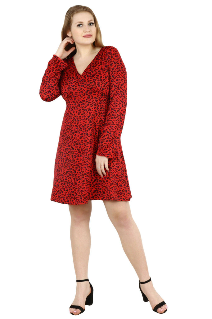 Model wearing Polyester Elastane Midi Dress with Pattern type: Animal-5
