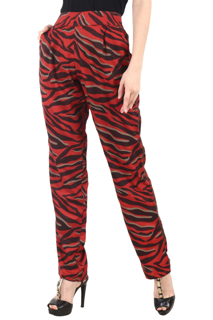 Model wearing Viscose Trousers with Pattern type: Animal-3
