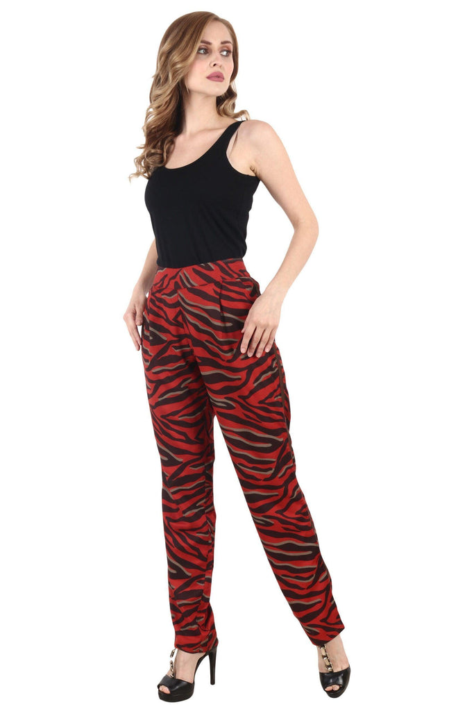 Model wearing Viscose Trousers with Pattern type: Animal-4