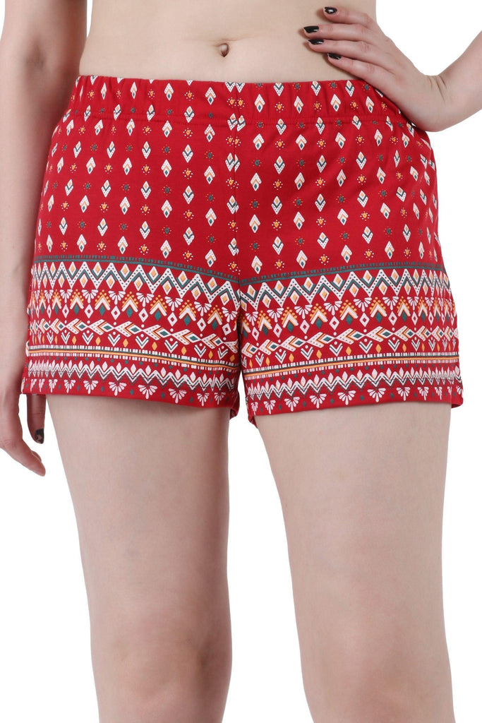Model wearing Hosiery Shorts with Pattern type: Ethnic-1