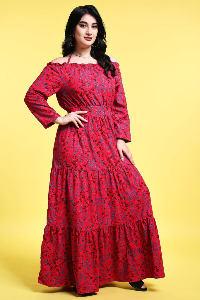 Model wearing Rayon Maxi Dress with Pattern type: Floral-2