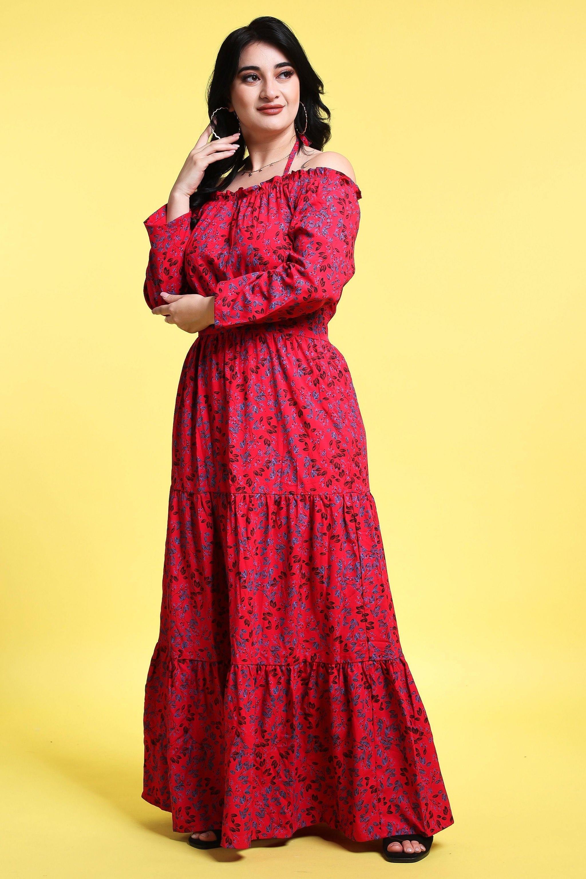 Floral Off Shoulder Maxi Dress - Long Sleeves, Flared Shape, Perfect for Casual Occasions theshimmerhouse Floral Off Shoulder Maxi Dress - Long Sleeves, Flared Shape, Perfect for Casual Occasions theshimmerhouse