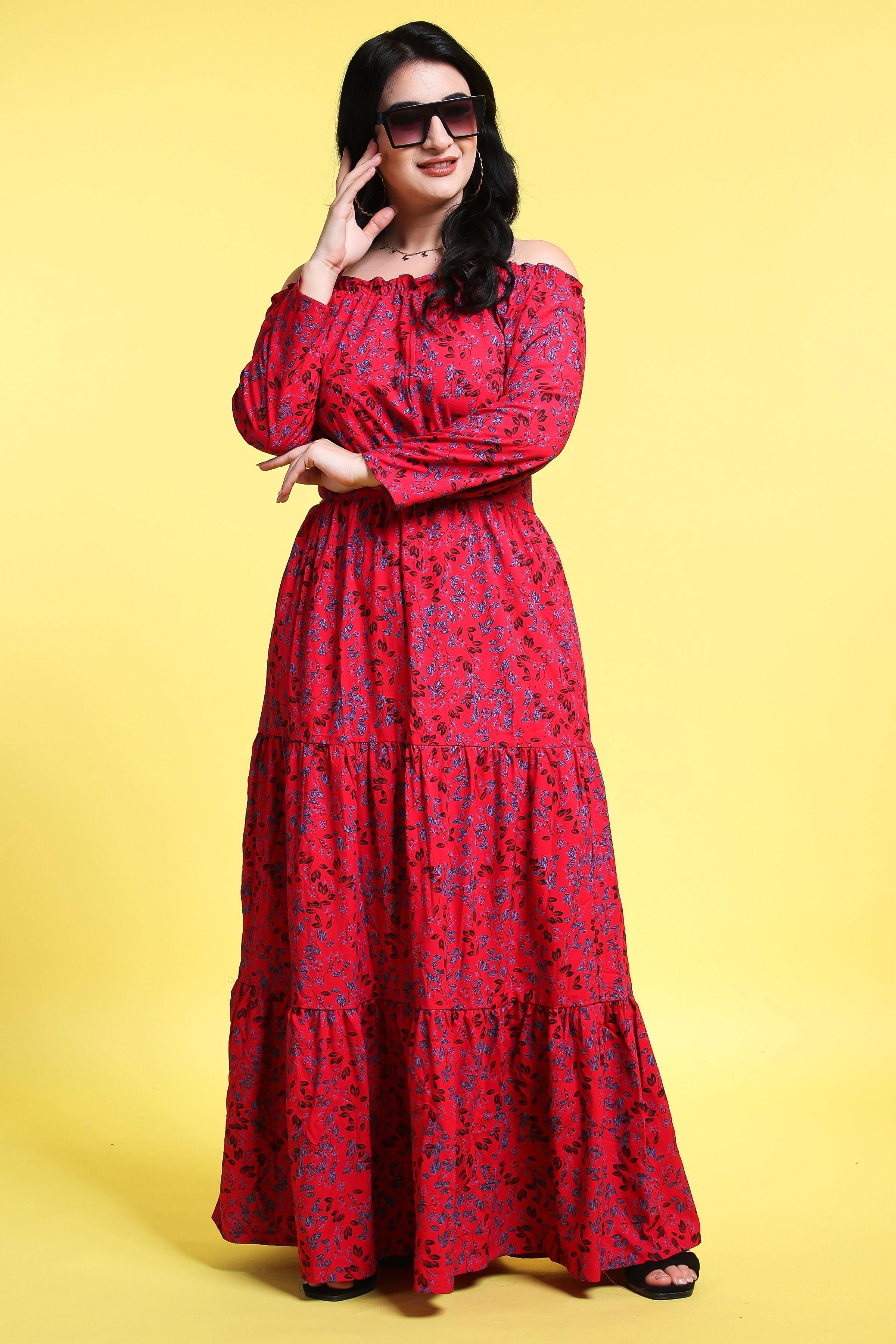 Floral Off Shoulder Maxi Dress - Long Sleeves, Flared Shape, Perfect for Casual Occasions theshimmerhouse Floral Off Shoulder Maxi Dress - Long Sleeves, Flared Shape, Perfect for Casual Occasions theshimmerhouse