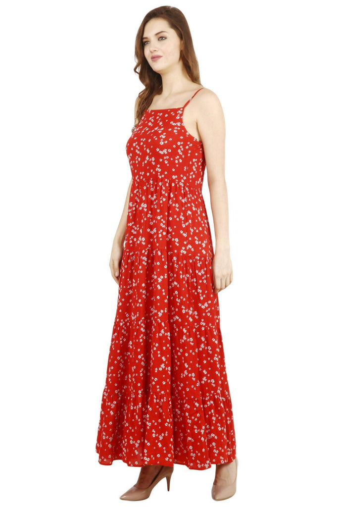 Model wearing Viscose Crepe Maxi Dress with Pattern type: Floral-5