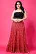 Red Floral Printed Maxi Skirt