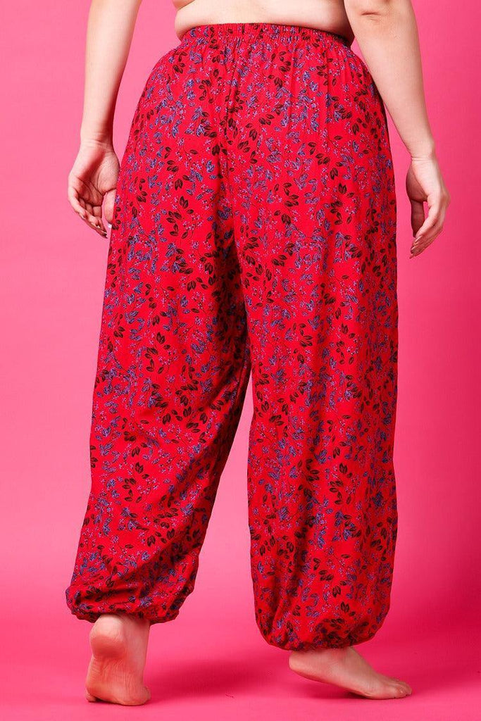 Model wearing Rayon Harem Pants with Pattern type: Floral-6