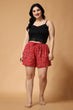 Red Small Floral Printed Shorts