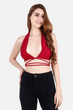 Red Solid Backless String Tie Top