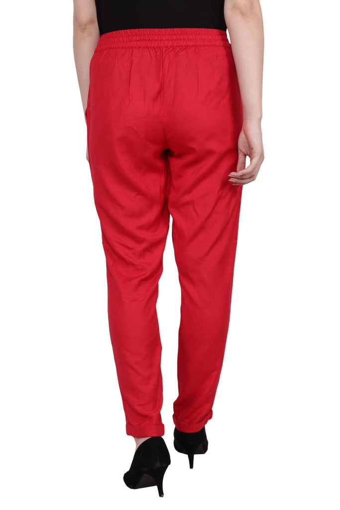 Model wearing Viscose Trousers with Pattern type: Solid-5