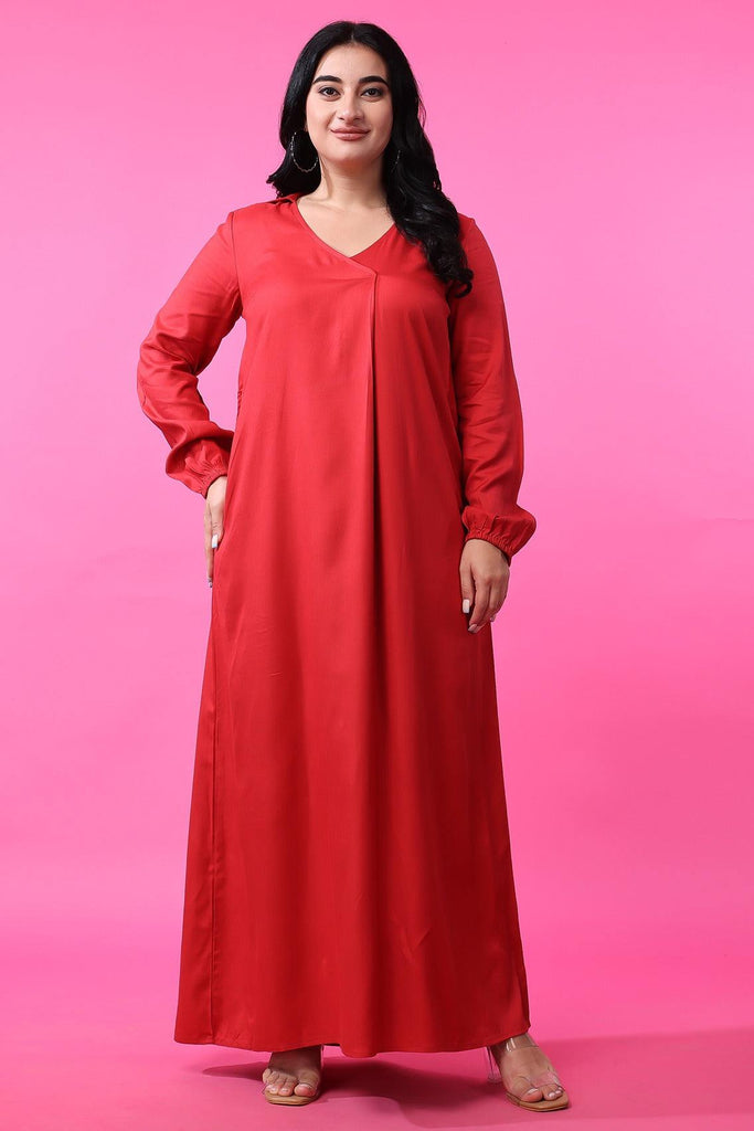 Model wearing Rayon Maxi Dress with Pattern type: Solid-2