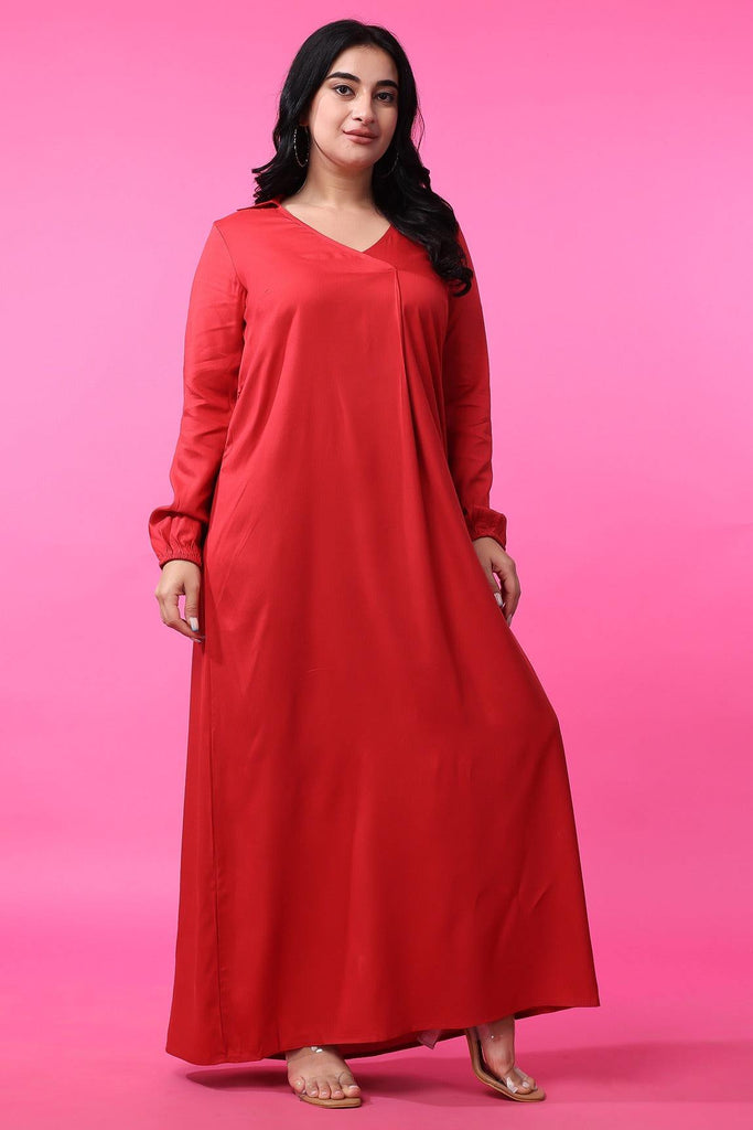 Model wearing Rayon Maxi Dress with Pattern type: Solid-4