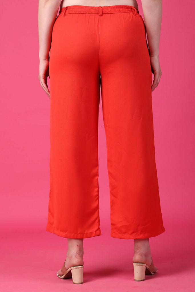 Model wearing Polyester Pant with Pattern type: Solid-7