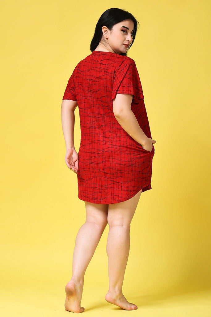 Model wearing Viscose Lycra Mini Night Dress with Pattern type: Waves-6