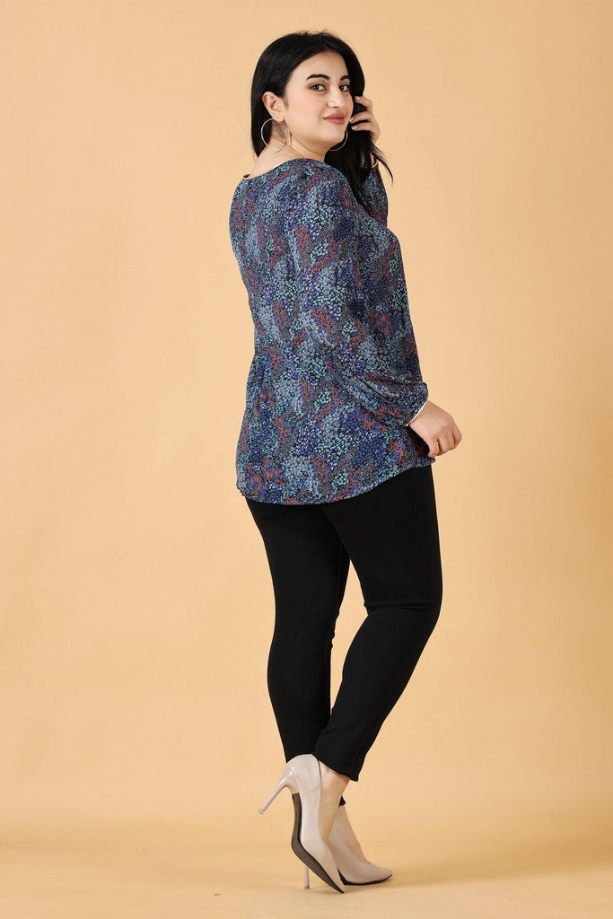 Model wearing Poly Crepe Top with Pattern type: Small Floral-18