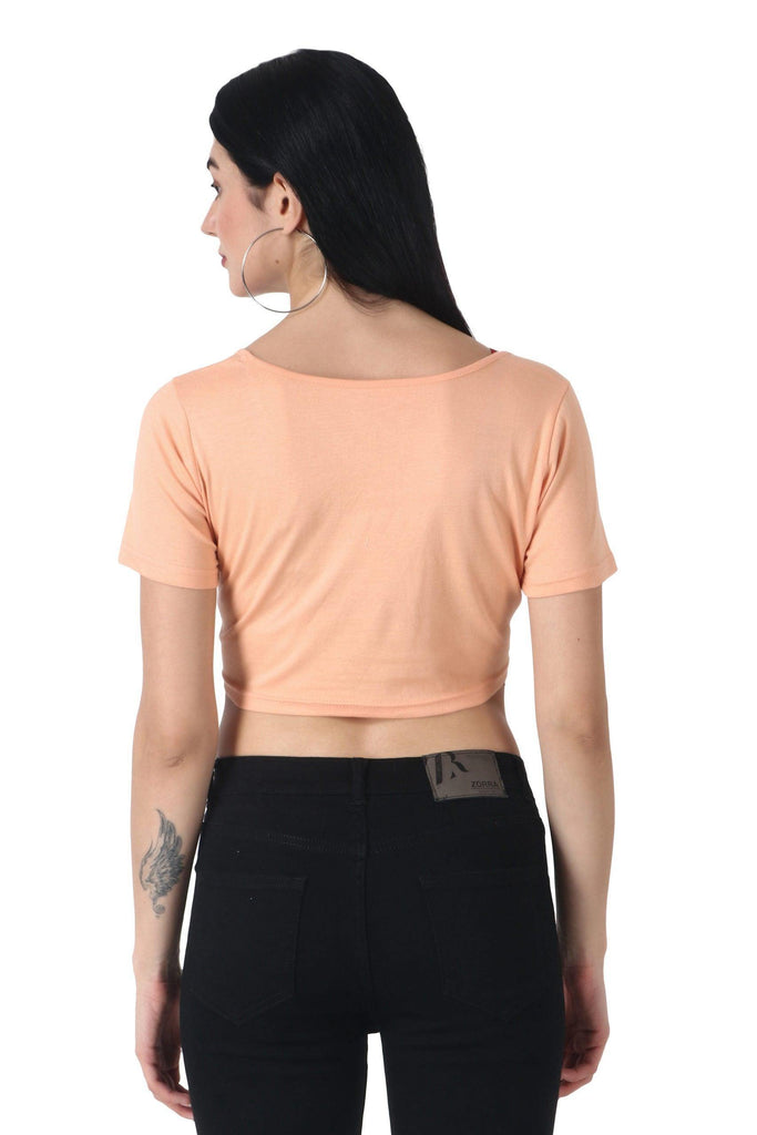 Model wearing Cotton Crop Top with Pattern type: Solid-8