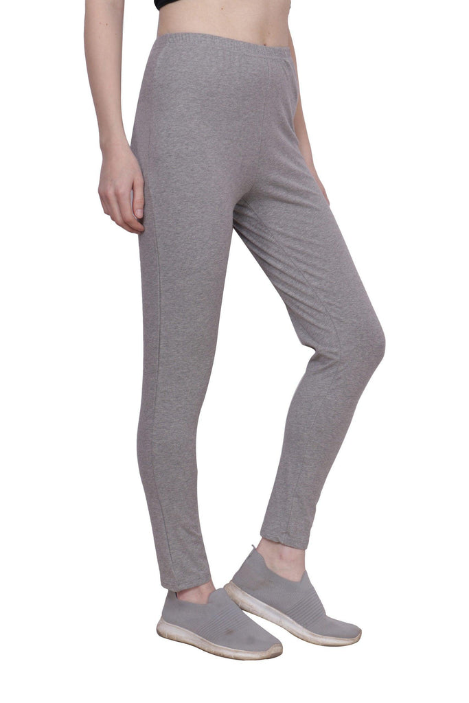 Model wearing Viscose Cotton Leggings with Pattern type: Solid-2