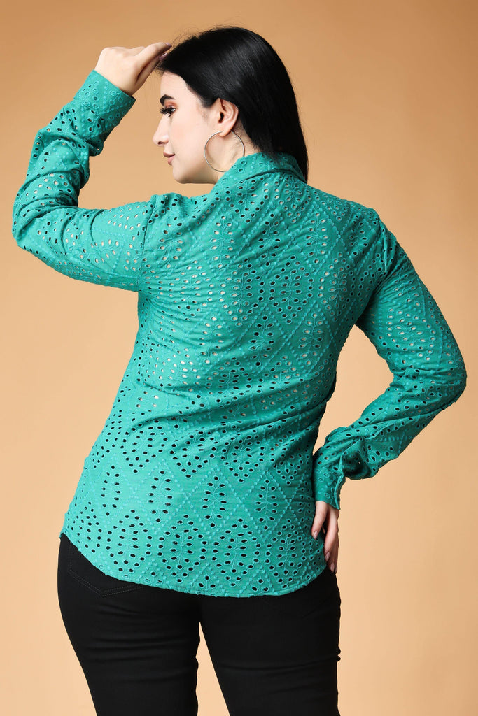 Model wearing Cotton Shirt with Pattern type: Solid-10