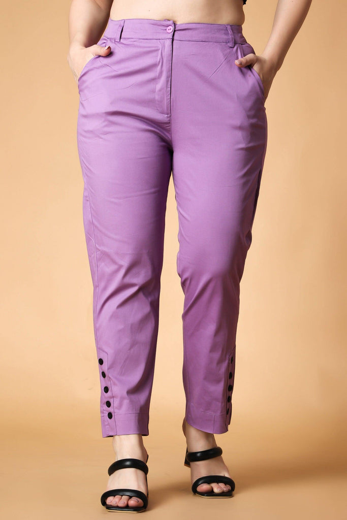 Model wearing Cotton Poplin Pant with Pattern type: Solid-13