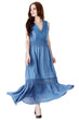 Solid Frill Maxi Dress with Lace