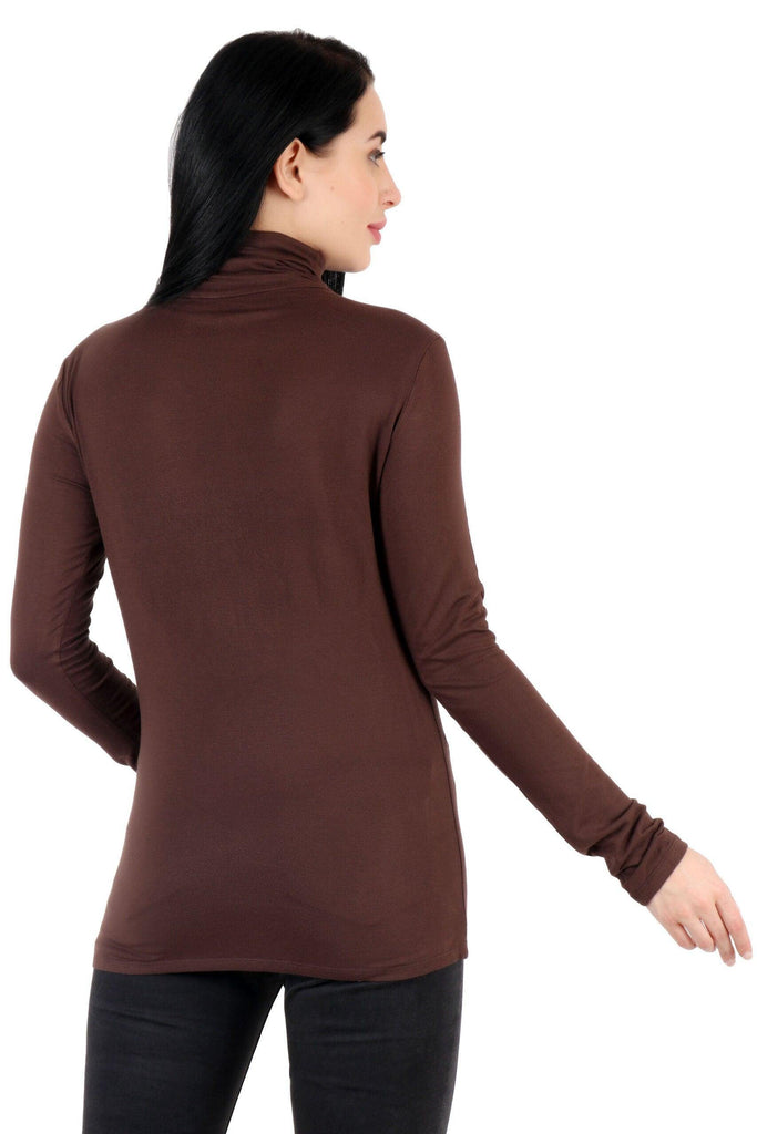 Model wearing Viscose Lycra Top with Pattern type: Solid-13