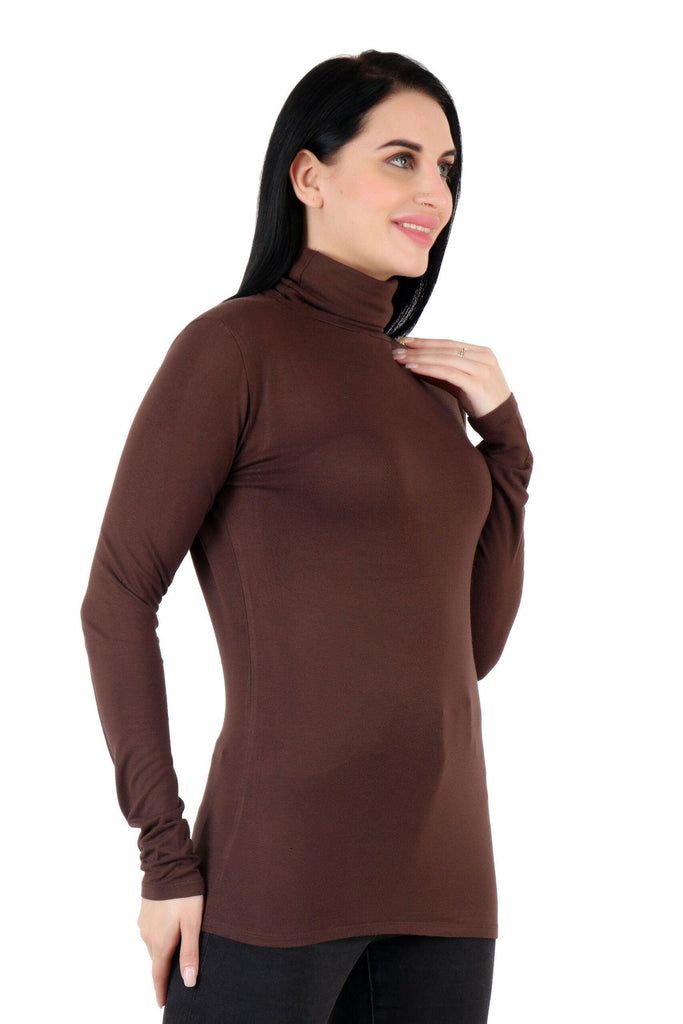 Model wearing Viscose Lycra Top with Pattern type: Solid-15